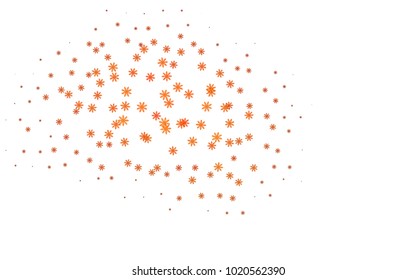 Dark Orange vector layout with bright snowflakes. Blurred decorative design in xmas style with snow. The template can be used as a new year background.