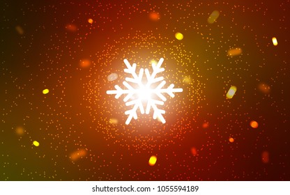 Dark Orange vector layout with bright snowflakes. Modern geometrical abstract illustration with crystals of ice. The template can be used as a new year background.