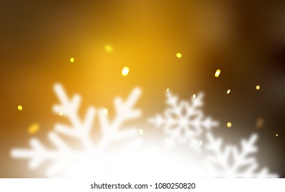 Dark Orange vector layout with bright snowflakes. Modern geometrical abstract illustration with crystals of ice. New year design for your business advert.