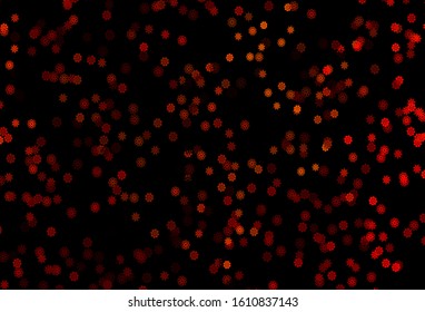 Dark Orange vector layout with bright snowflakes. Modern geometrical abstract illustration with crystals of ice. The pattern can be used for new year ad, booklets.