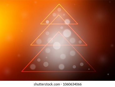Dark Orange vector layout with a christmas tree. Christmas tree on blurred abstract background with gradient. The template can be used as a new year background.