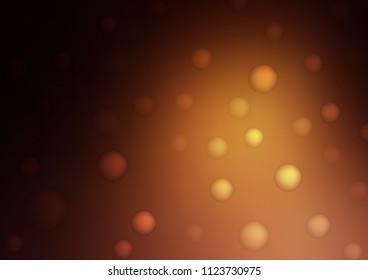 Dark Orange vector layout with circle shapes. Abstract illustration with colored bubbles in nature style. Pattern can be used as texture of water, rain drops.