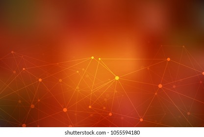 Dark Orange vector layout with circles, lines. Abstract illustration with colorful discs and triangles. Pattern can be used as texture of wallpapers.