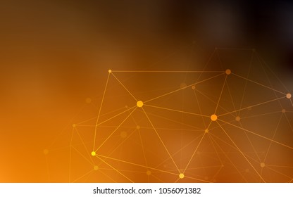 Dark Orange vector layout with circles, lines. Decorative design in abstract style with triangle structure. Pattern can be used for beautiful websites.