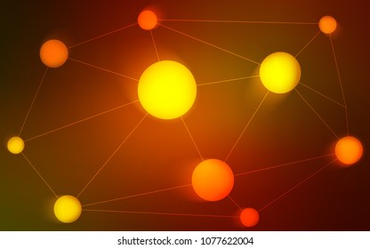 Dark Orange vector layout with circles, lines. Design with connection of dots and lines on colorful background. New design for ad, poster, banner of your website.