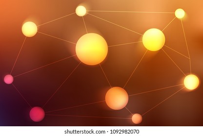 Dark Orange vector layout with circles, lines. Design with connection of dots and lines on colorful background. Pattern can be used for ads, leaflets.