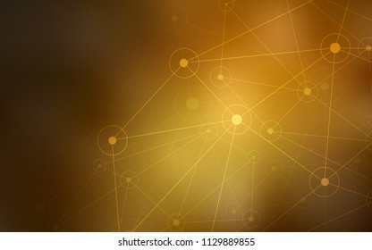 Dark Orange vector layout with circles, lines. Design with connection of dots and lines on colorful background. Completely new template for your brand book.
