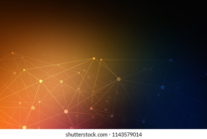 Dark Orange vector layout with circles, lines. Abstract illustration with colorful discs and triangles. Pattern can be used for beautiful websites.