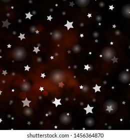 Dark Orange vector layout with circles, stars. Illustration with set of colorful abstract spheres, stars. Pattern for trendy fabric, wallpapers.