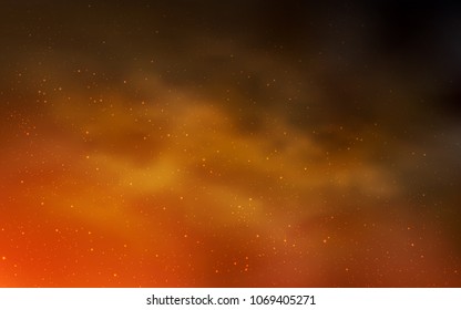 Dark Orange vector layout with cosmic stars. Shining illustration with sky stars on abstract template. Pattern for astronomy websites.