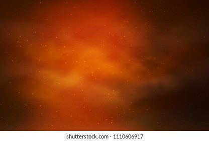Dark Orange vector layout with cosmic stars. Blurred decorative design in simple style with galaxy stars. Smart design for your business advert.