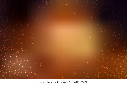 Dark Orange vector layout with cosmic stars. Space stars on blurred abstract background with gradient. Pattern for futuristic ad, booklets.
