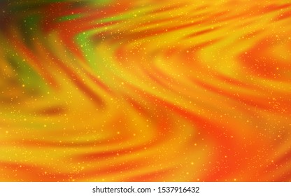 Dark Orange vector layout with cosmic stars. Space stars on blurred abstract background with gradient. Best design for your ad, poster, banner.