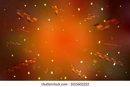Dark Orange vector layout with festival confetti. Modern geometrical abstract illustration with carnival ribbons. The pattern can be used for new year ad, booklets.
