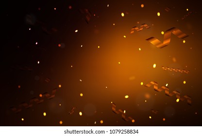 Dark Orange vector layout with festival confetti. Blurred decorative design in anniversary style with confetti. The pattern can be used for carnival, festival leaflets.