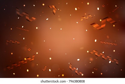 Dark Orange vector layout with festival confetti. Modern geometrical abstract illustration with carnival ribbons. Beautiful design for your business advert of anniversary.