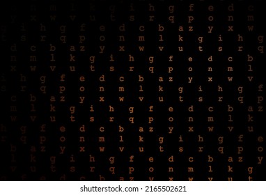 Dark orange vector layout with latin alphabet. Shining colorful illustration with isolated letters. Smart design for your business advert of university.