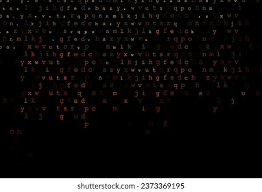 Dark orange vector layout with latin alphabet. Blurred design in simple style with signs of alphabet. The pattern can be used for school, grammar websites.