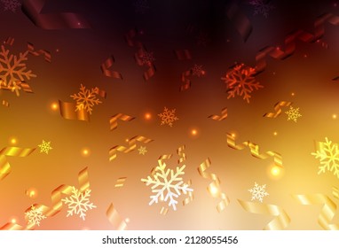 Dark Orange vector layout in New Year style. Abstract gradient illustration with colorful Christmas things. Template for lettering, typography.