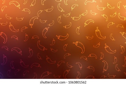 Dark Orange vector layout with peppers. peppers on blurred abstract background with colorful gradient. Design for ad, poster, banner of cafes or restaurants.