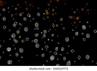 Dark Orange vector layout with restaurant food. Glitter abstract sketch with gourmet food. Pattern for menu of cafes, bars, restaurants.