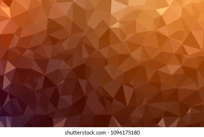 Dark Orange vector low poly texture. Triangular geometric sample with gradient.  Brand new style for your business design.