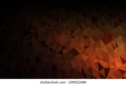 Dark Orange vector low poly cover. Geometric illustration in Origami style with gradient. The best triangular design for your business.