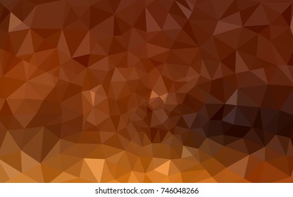 Dark Orange vector Low poly crystal background. Polygon design pattern. Low poly illustration, low polygon background.