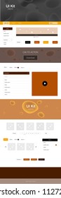 Dark Orange vector Material Design Kit with liquid shapes. Modern gradient abstract illustration with bandy lines. This sample is for your landing page.