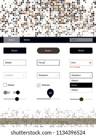 Dark Orange vector Material Design Kit with dots. Colorful ui/ux kit with header consisted of spheres. Simple colorful design for websites.