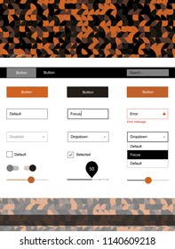 Dark Orange vector Material Design Kit with dots. Web ui kit with abstract gradient circles in its header. Modern template for your landing page.