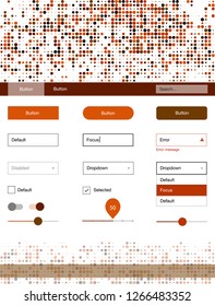 Dark Orange vector Material Design Kit with dots. Colorful ui/ux kit with header consisted of spheres. Simple colorful design for websites.