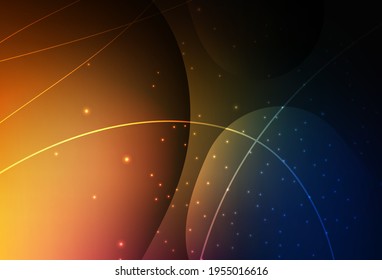 Dunkelorangefarbene Vektorgrafik Moderne abstrakte Illustration mit bunten Punkten, Linien. Schöne farbige Illustration mit unscharfen Kreisen im Naturstil. Basis für Broschüren, Faltblätter