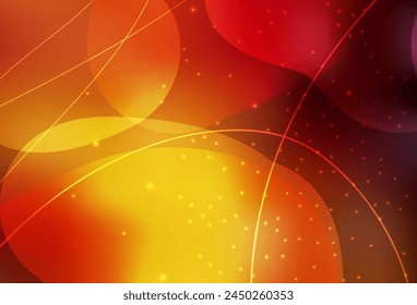 Dark Orange vector Modern abstract illustration with colorful dots, lines. Glitter abstract illustration with blurred drops of rain. Base for booklets, leaflets