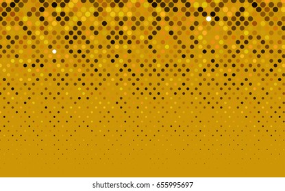 Dark Orange vector modern geometrical circle abstract background. Dotted texture template. Geometric pattern in halftone style with gradient. 