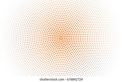 Dark Orange vector modern geometrical circle abstract background. Dotted texture template. Geometric pattern in halftone style with gradient. 
