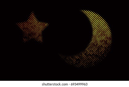 Dark Orange vector modern geometrical circle abstract background. Dotted texture template. Geometric pattern in halftone style with gradient. 
