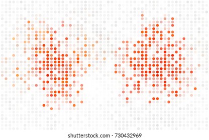 Dark Orange vector modern geometrical circle abstract background. Dotted texture template. Geometric pattern in halftone style with gradient. 