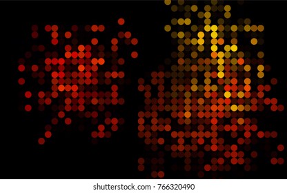 Dark Orange vector modern geometrical circle abstract background. Dotted texture template. Geometric pattern in halftone style with gradient. 