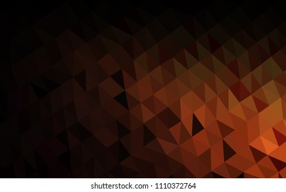 Dark Orange vector mosaic cover. Geometric illustration in Origami style with gradient.  A new texture for your design.