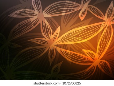 Dark Orange vector natural abstract texture. Shining colored illustration with doodles in Zen tangle style. The pattern can be used for wallpapers and coloring books.