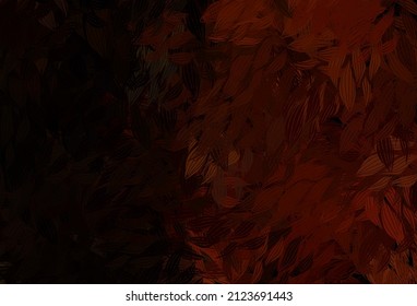 Dark Orange vector natural backdrop with leaves. New colorful illustration in doodle style with leaves. Hand painted design for web, wrapping.