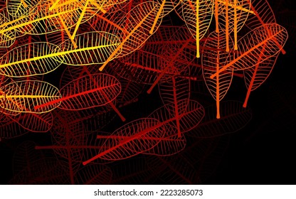 Dark Orange vector natural backdrop with leaves. New colorful illustration in doodle style with leaves. New design for your business.