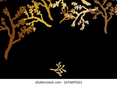Fondo natural vectorial oscuro naranja con ramas. Ilustración con doodles en plantilla abstracta. Nuevo diseño para su negocio.