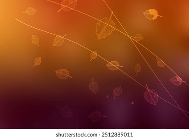 Dark Orange vector natural background with trees, branches. Decorative design of flowers on white background. A new texture for your wallpaper design.