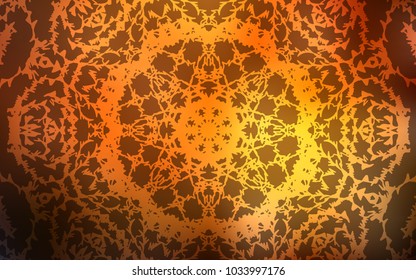 Dark Orange vector natural elegant pattern. A vague abstract illustration with doodles drawn by child in Indian style. The pattern can be used for heads of websites and designs.