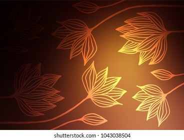Dark Orange vector natural elegant background. A vague abstract illustration with doodles in Indian style. The pattern can be used for heads of websites and designs.