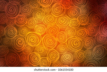 Dark Orange vector natural elegant pattern. Sketchy doodles with roses on blurred background. Hand painted design for web, leaflet, textile.