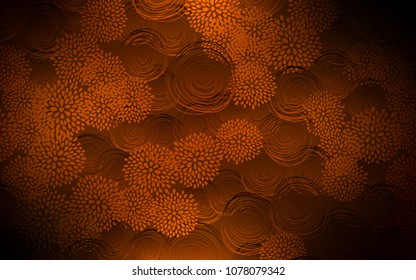Dark Orange vector natural elegant background. A vague abstract illustration with flowers in doodles style. A new texture for your design.