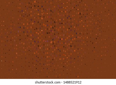 Dark Orange vector pattern with ABC symbols. Abstract illustration with colored latin alphabet. Pattern for ads, poster, banner of books.